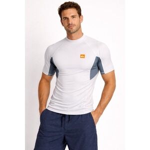 Quiksilver UV Tech White Stretch‎ Surfing Swim Compression Shirt Sz M Workout